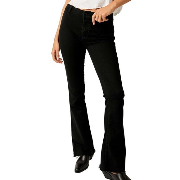 Free People Level Up Slit Bootcut Black Size 28 NWT - Picture 1 of 6
